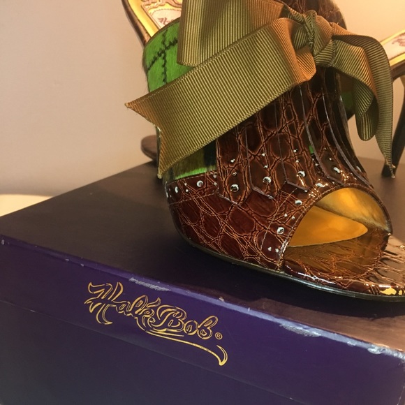 Hale Bob Brown Leather Plaid Heels- Used - Picture 6 of 6